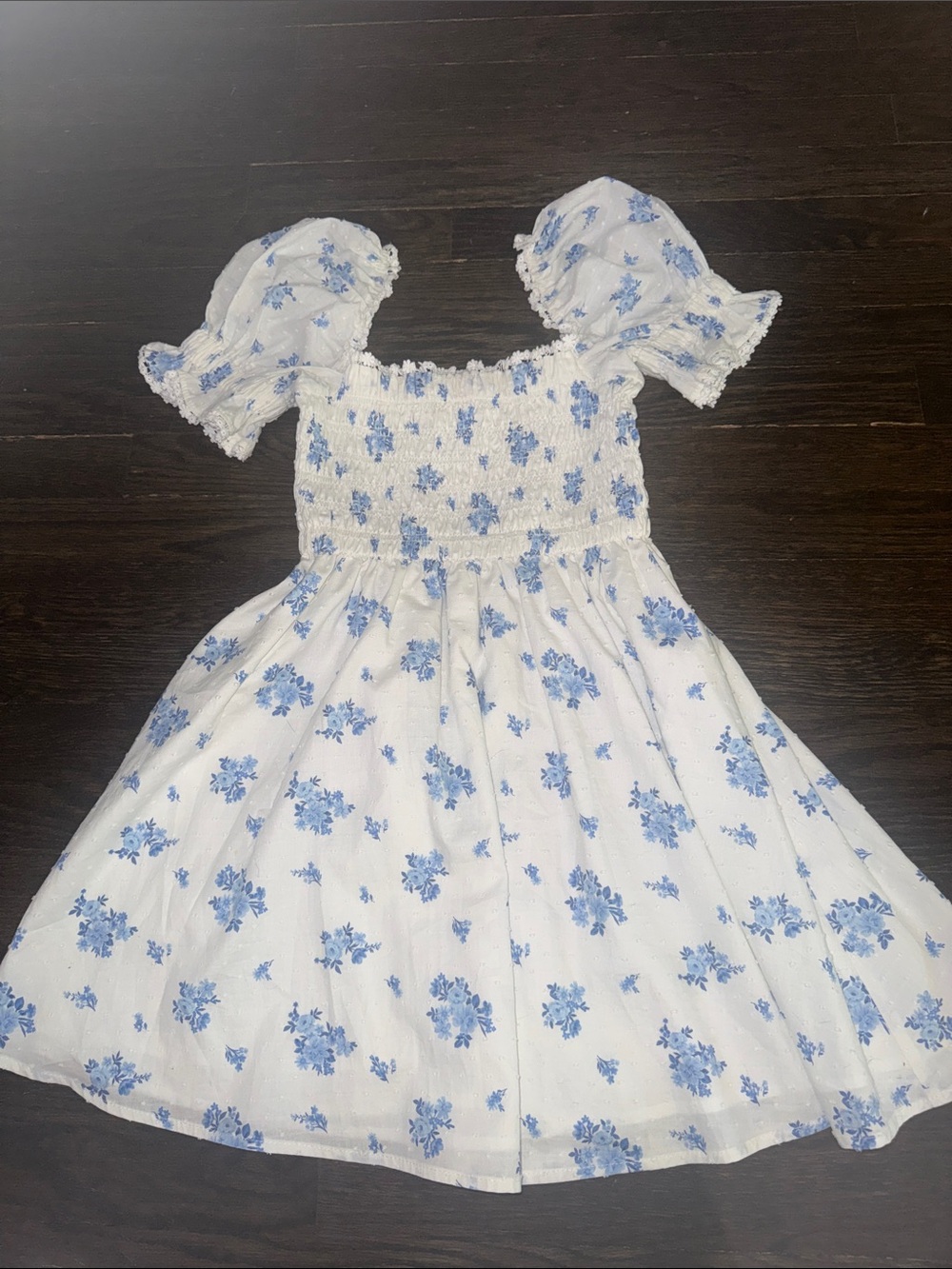 Altar'd State White Dress with Light Blue Floral Print